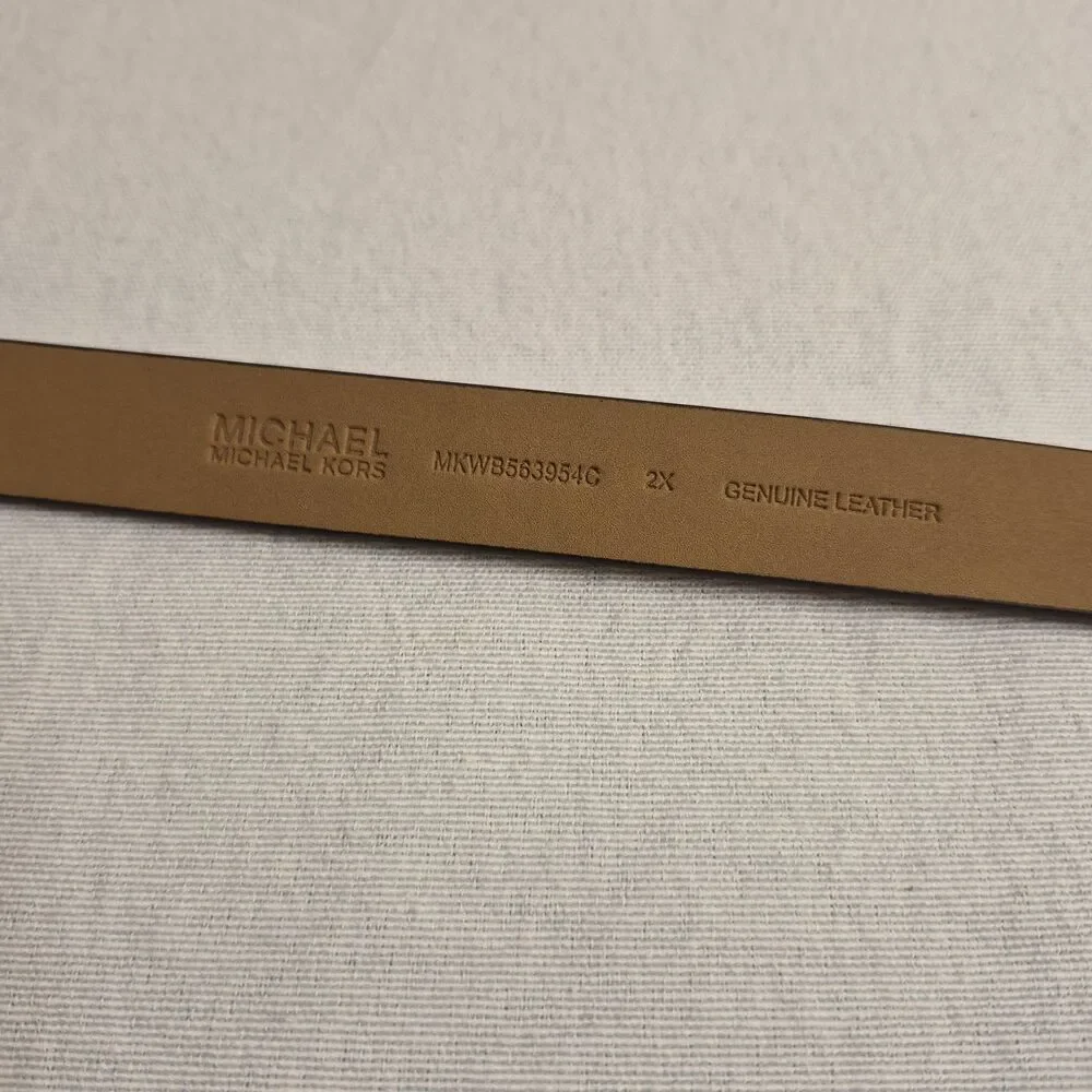 Michael Kors Womens Skinny Leather Belt Size 2X Brown Gold